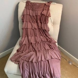 Garnet Hill Cascading Ruffle Silk Lyocell Dress